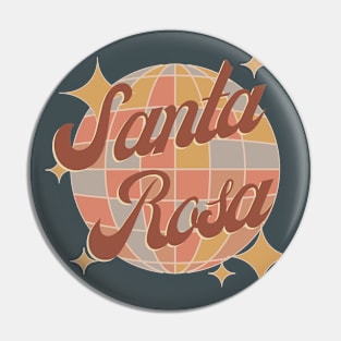 Santa Rosa City California disco ball Retro Vintage Design Pin