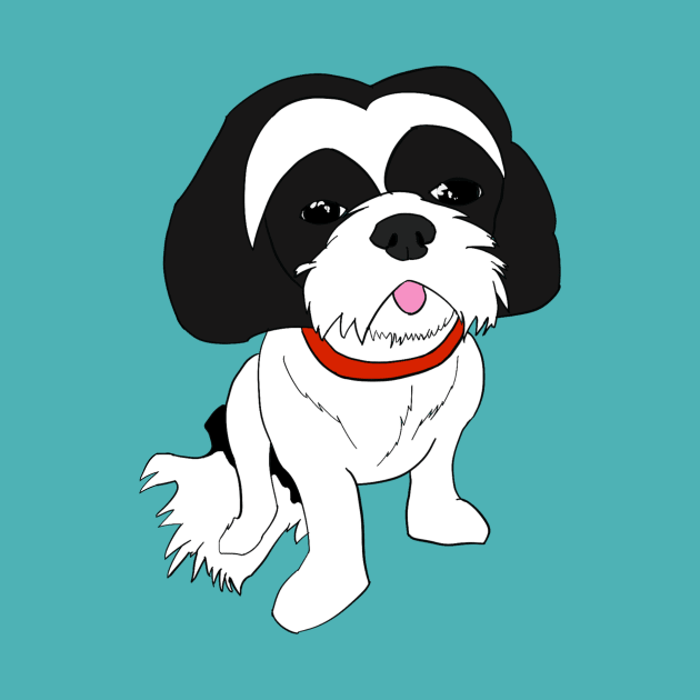 Black & White shih tzu by AMCArts