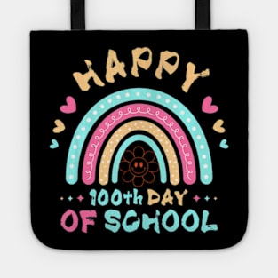 Happy 100Th Day Of School Teacher Kids 100 Days Rainbow Tote