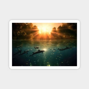 Dolphins Sunset Magnet