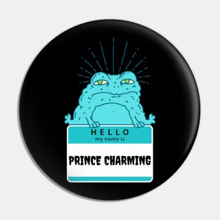 Prince Charming Frog " Hello My Name is" Aqua/Light Green Pin