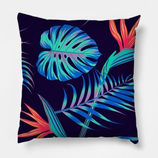 Hawaiian Islands Blue Pink Teal Flower Hibiscus Pillow