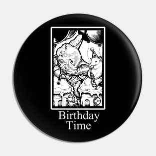 Hairless Cat and Mouse Birthday - Birthday Time - White Outlined Version Pin