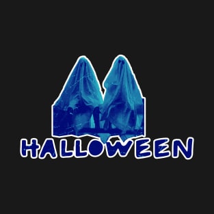 Halloween Blue Ghost T - Shirt T-Shirt