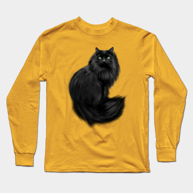 Beautiful Long Haired Cat Long Haired Black Cat Long Sleeve T