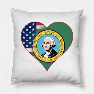 State of Washington Flag and American Flag Fusion Design Pillow