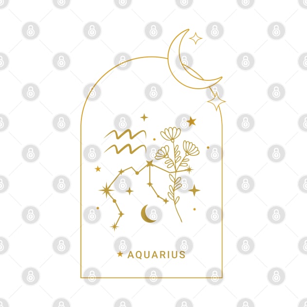 Aquarius Zodiac Constellation and Flowers - Astrology and Horoscope by Patty Bee Shop