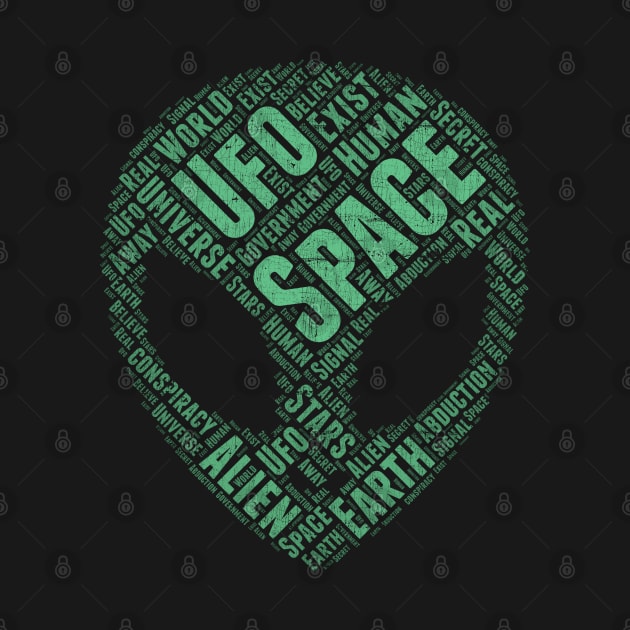 Space UFO Distressed Alien Face Funny Science Abduction product by theodoros20