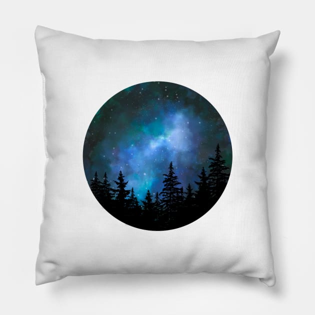 Blue galaxy Pillow by RosanneCreates