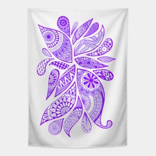 Abstract Zentangle Swirls Design (purple on white) Tapestry