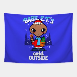 Cute Funny Retro Alien Cute Cartoon Cold Winter Meme Tapestry