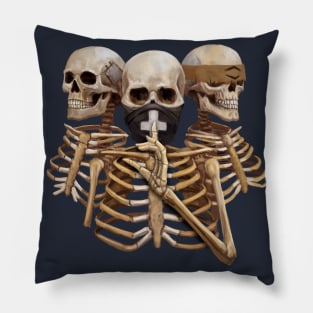 Skeleton Hear No Evil. Speak No Evil. See No Evil Pillow