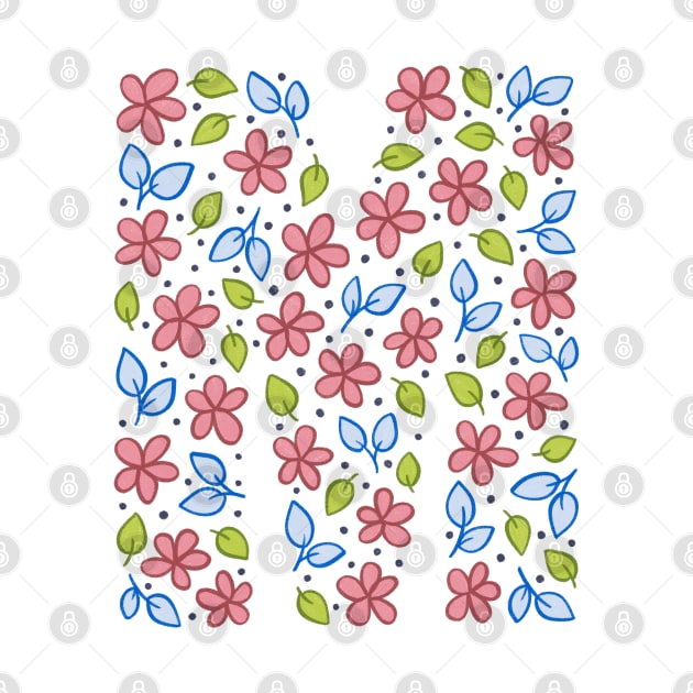 Floral Monogram Letter M - pink and blue by SRSigs