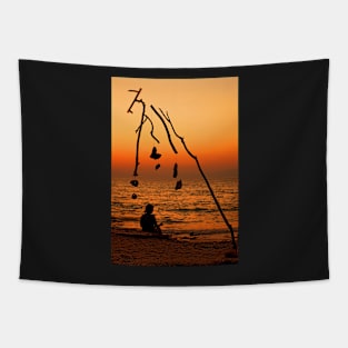 Chryssi island after sunset Tapestry