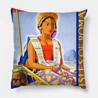 Vintage Travel Poster Java and Bali Pillow