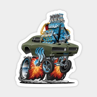 Classic American Muscle Car Hot Rod Cartoon Vector Illustration Magnet