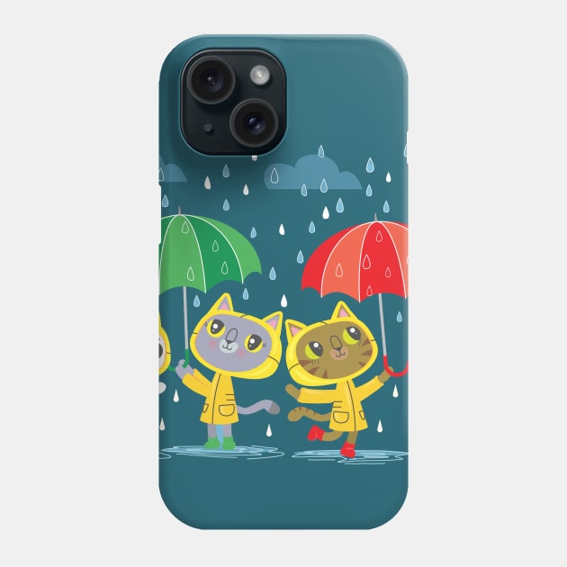 Rainy Day Kitty Cats Phone Case by LittleBunnySunshine