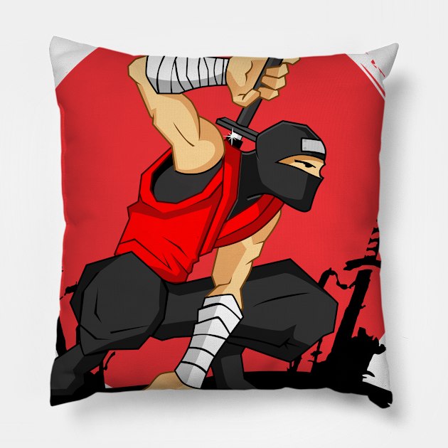 ninja pose with sword Pillow by monkey_zen