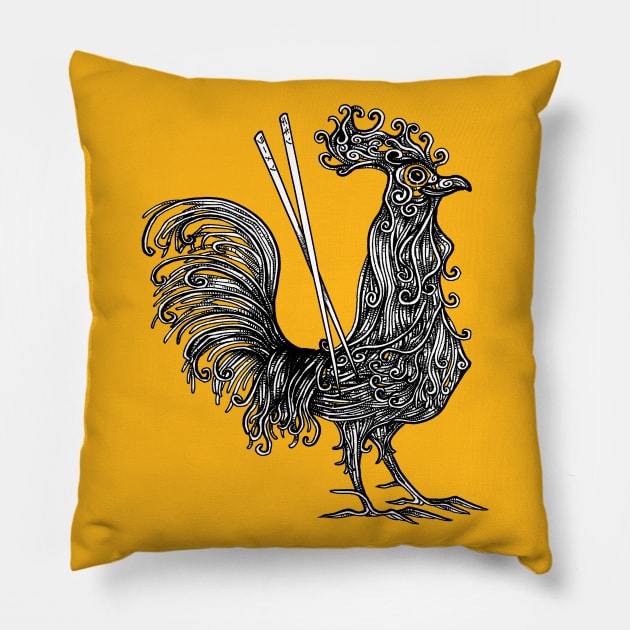 Chicken Ramen Noodle Soup Pillow by inkninja