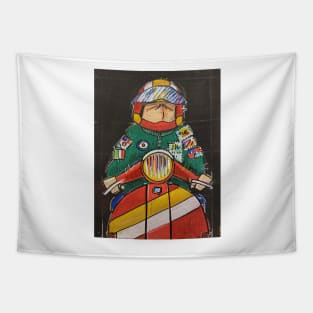 Retro Scooter, Classic Scooter, Scooterist, Scootering, Scooter Rider, Mod Art Tapestry