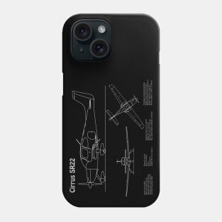 Cirrus SR22 - Airplane Blueprint - PDpng Phone Case