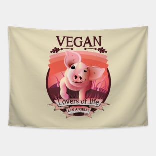 Vegan - Lovers of life. Los Angeles Vegan (dark lettering) Tapestry