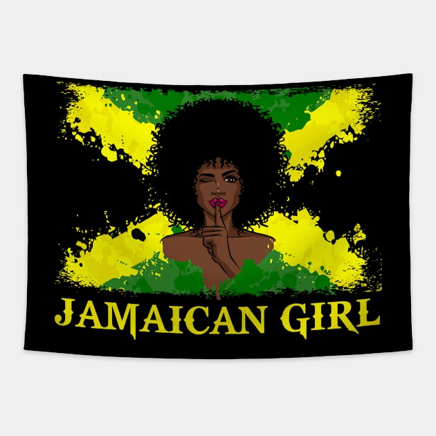 Jamaican Black Woman Jamaica Afro Girl Pride Tapestry by folidelarts