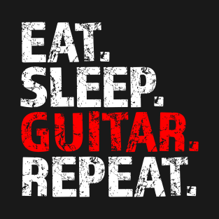 Eat Sleep Guitar Repeat Distressed Vintage Design T-Shirt