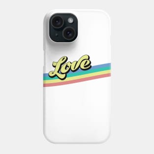 Love Retro with Rainbow Stripe Wave Phone Case