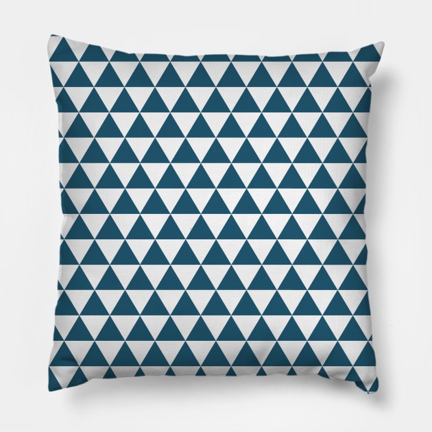 Dark Blue Geometric Triangle Pattern Abstract Minimal Design Pillow by squeakyricardo