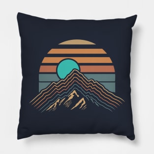 Retro Vintage Mountain Sunset Pillow