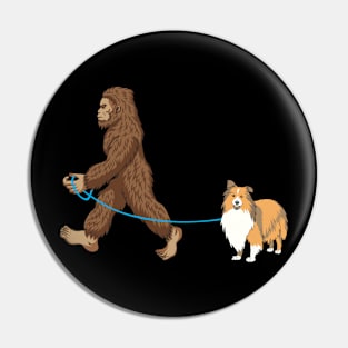 Bigfoot Dog Walk Sheltie - Sasquatch Dog Lovers Pin