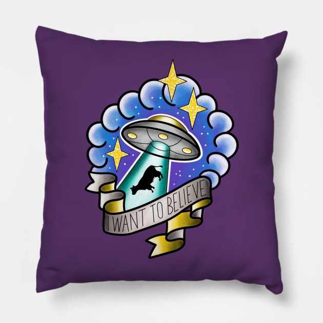 UFO Cow Pillow by Jahaziel Sandoval