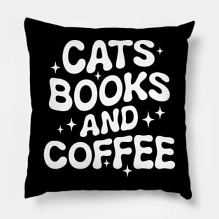 Cats, books, and coffee Pillow