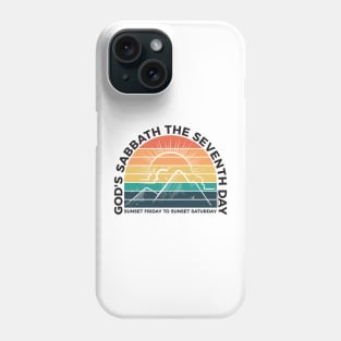 God's Sabbath The Seventh Day - Sunset - Black Text Phone Case