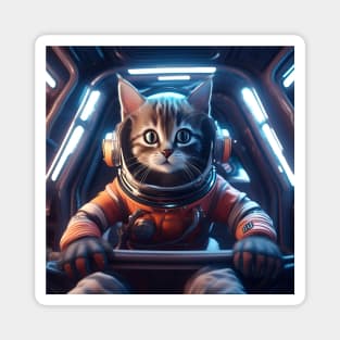 Cat Astronaut inside Spaceship Magnet