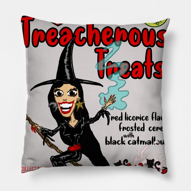 Treacherous Treats Without Your Head Monster Cereal T-Shirt Pillow by WithoutYourHead