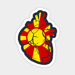 North Macedonia Flag, Anatomical Heart Design Magnet