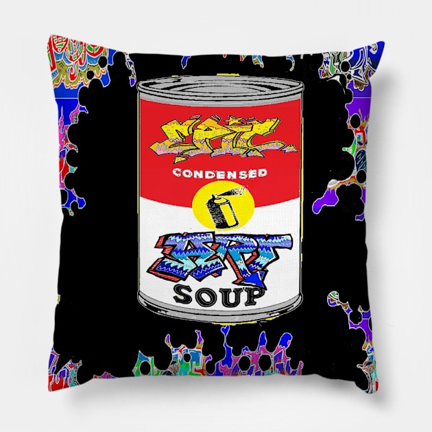 pop soup art graffiti 23 Pillow by LowEndGraphics