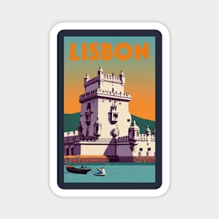 A Vintage Travel Art of Lisbon - Portugal Magnet