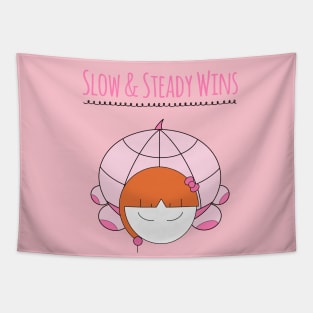 Slow and Steady Wins the Race Girl Turtle Tapestry