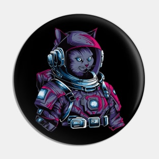Futuristic Cat: Cyberpunk Astronaut from the Future Pin