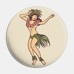 Retro Hawaiian Hula Girl Dancer Pin