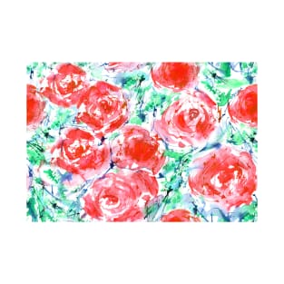 Red watercolor roses - florals T-Shirt