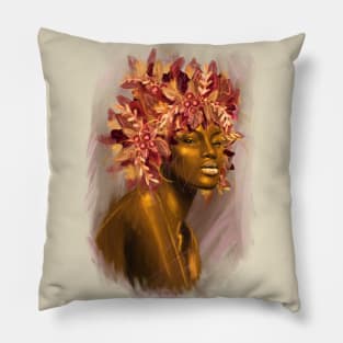 Pretty young girl with flowers in hair. Pillow