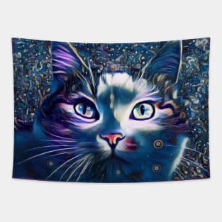 Beautiful cat in moonlight theme Tapestry