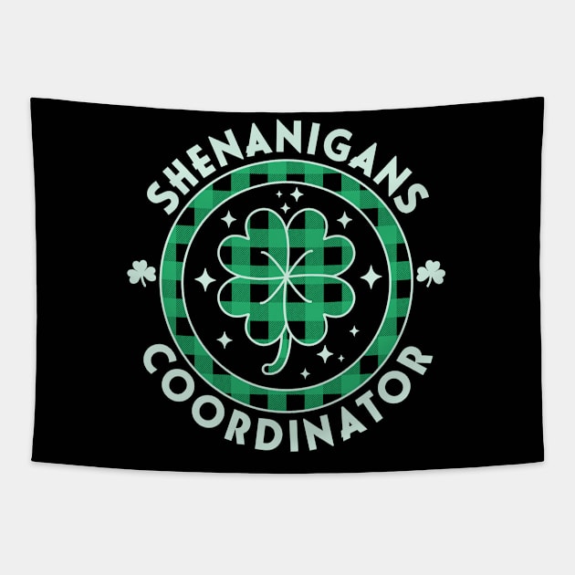 Shenanigans Coordinator Funny Teacher St Patrick's Day Plaid Tapestry by OrangeMonkeyArt