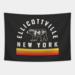 Ellicottville New York Souvenir Retro Vintage Stripes Bear Tapestry