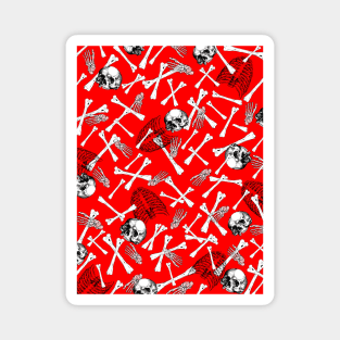 Happy Halloween Red Skeleton Bones Magnet