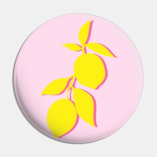 Silhouette Citrus Lemon Fruit Pattern Yellow and Pink Pin